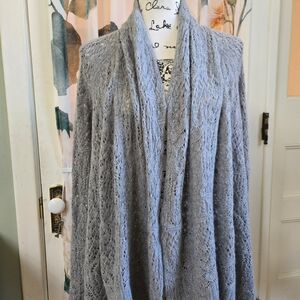 Calypso St. Barth Light Gray Women's Cashmere High-low Cardigan/Shrug